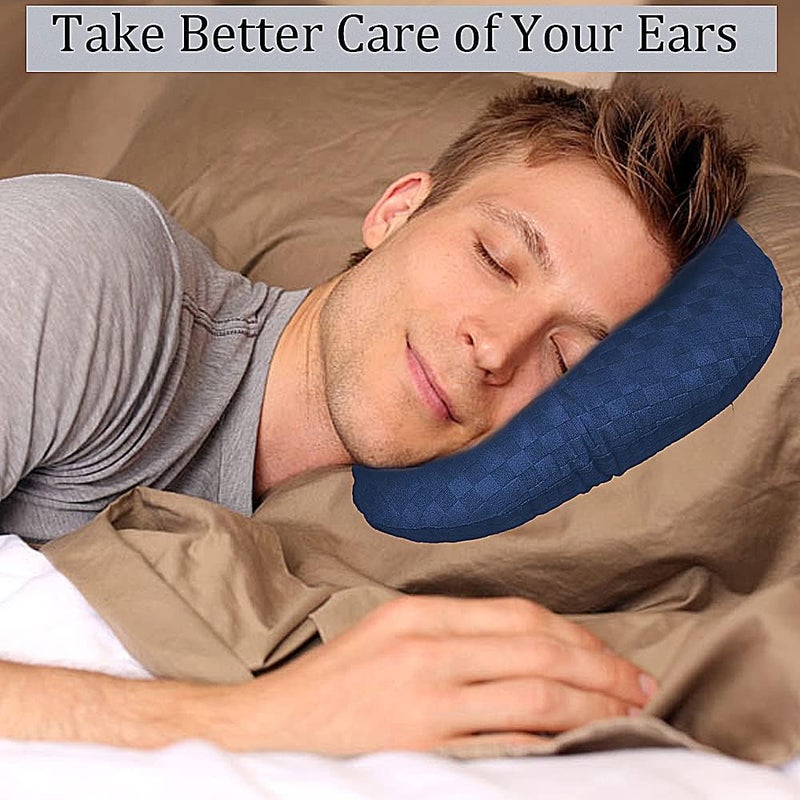 Wuronsa Ear Piercing Pillow for Side Sleepers, Pillow with an Ear Hole for CNH and Ear Pain Ear Inflammation Pressure Sores, O-Shaped Side Sleeping Pillow, Ear Guard Pillow(Dark Blue) - Image 5